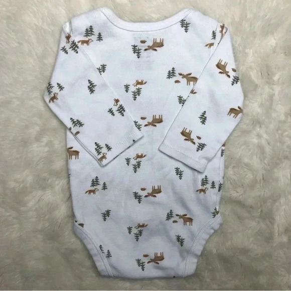 Child Of Mine Onesie  Diaper Shirt Long Sleeved White / Foxes Size 0-3 Months - Picture 9 of 16